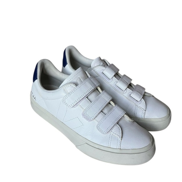Veja Women's 8 Recife Sneakers 3 Strap Extra White Royal Blue Sustainable Vegan - Picture 6 of 15